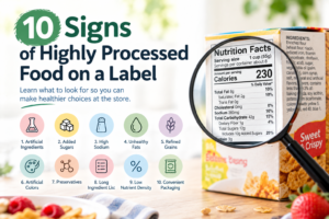 10 signs of highly processed food on a label
