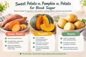 Sweet potato, pumpkin, and potato for blood sugar